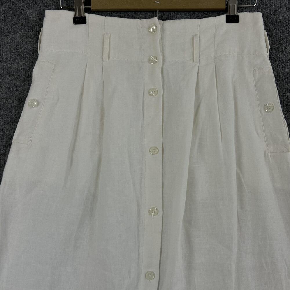 Brochu Walker Skirt Medium Teagan Button Front Linen Midi Summer Resort Preppy - Picture 5 of 12